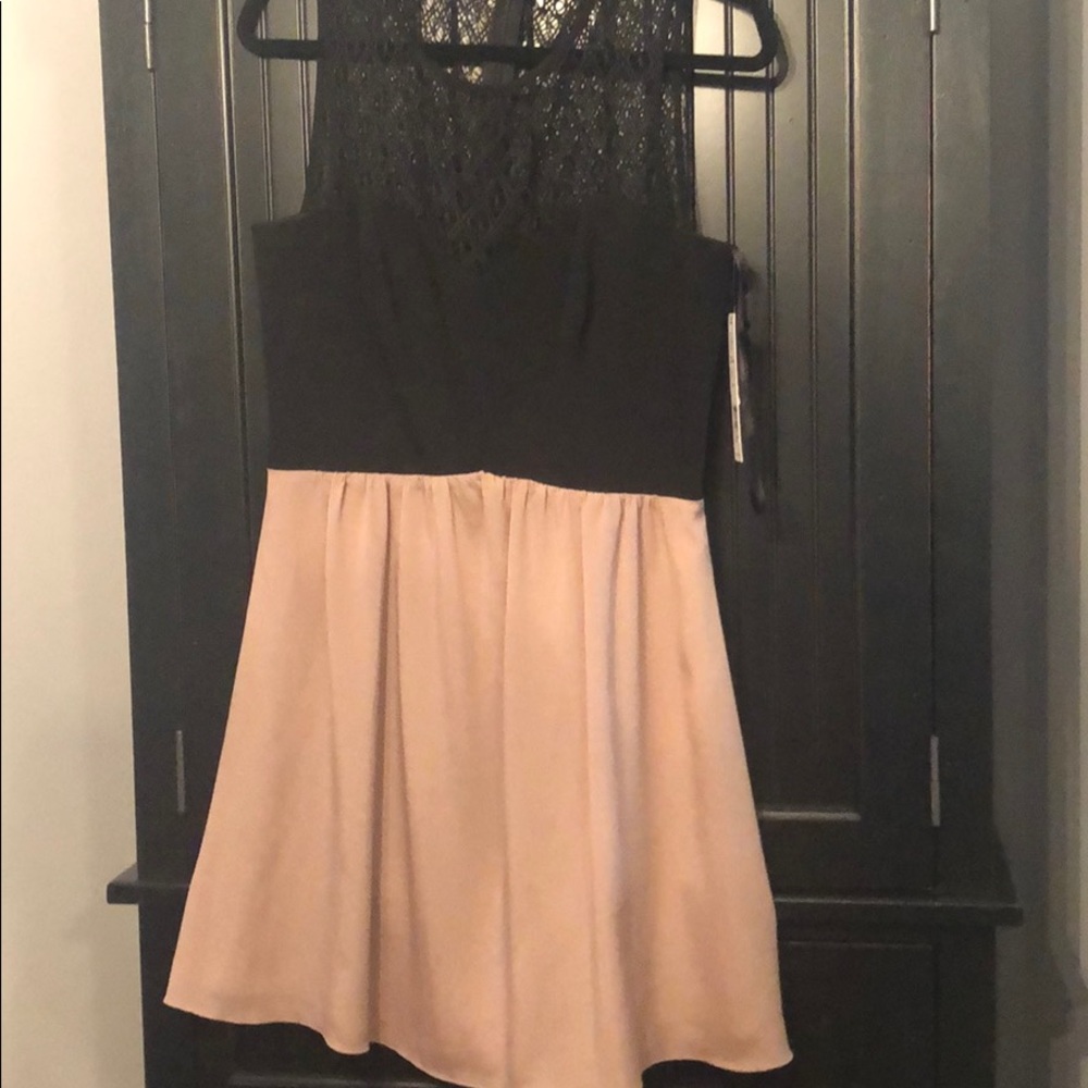 Carmel and black lace mini